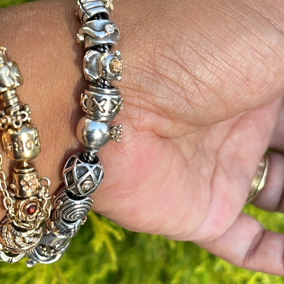 Pandora 14k Gold Sterling Bracelet & 20pc 14k Gold Sterling Pandora Charms Lot - Picture 9 of 16